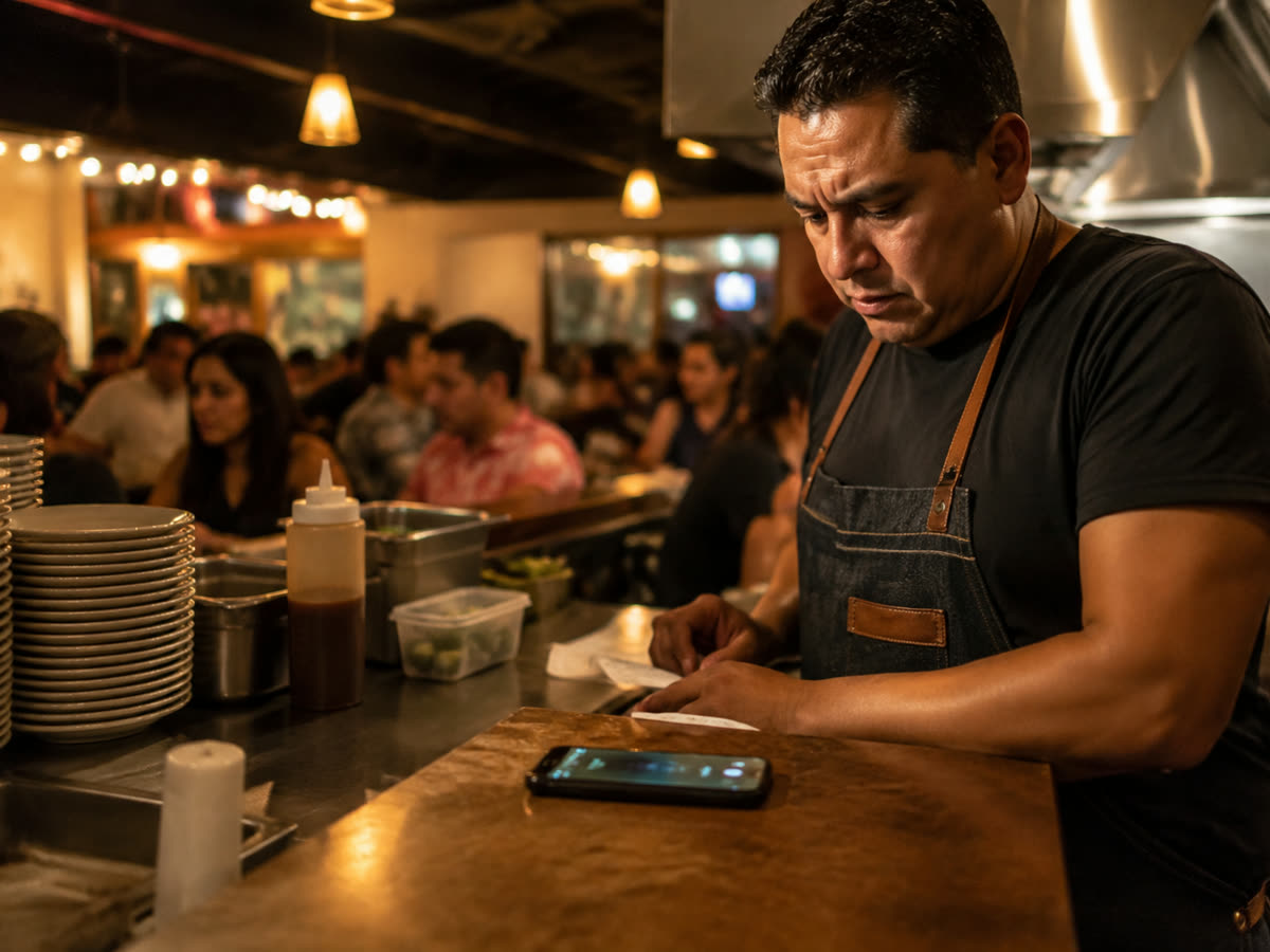 Restaurant owner too busy to answer a ringing phone